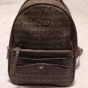 Juicy Couture Brown Logo Mini Backpack with Bow Accent